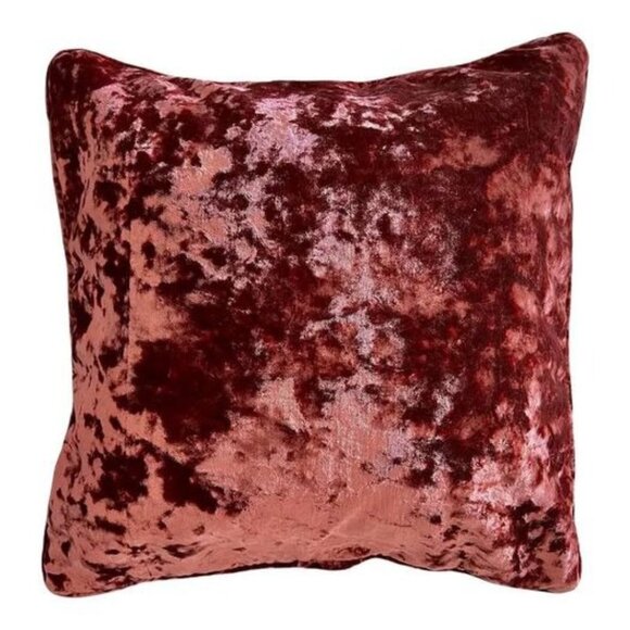 Raspberry Burgundy Crushed Velvet Pillow Luxury Wine Color Accent Cushion - Picture 1 of 10